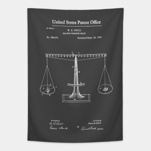 Scales of Justice Patent White Tapestry