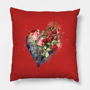 Red Roses Heart Pillow