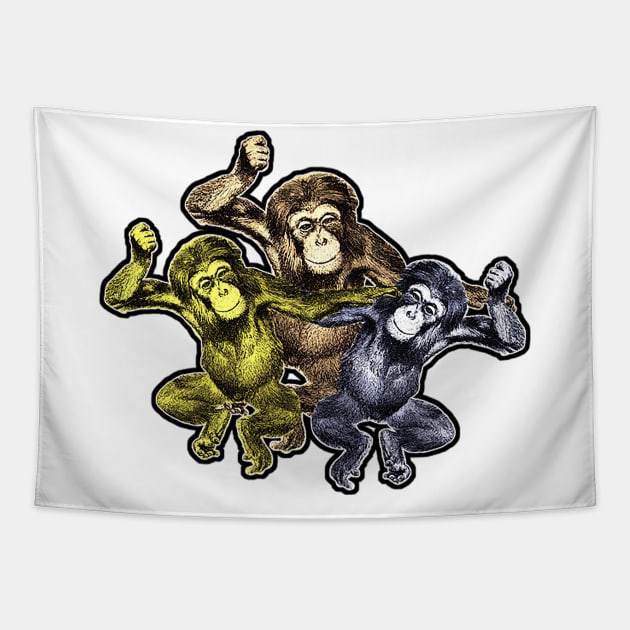 World of Activist Monkeys Tapestry by Marccelus