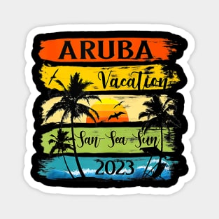 Retro Aruba Family Vacation 2023 Sunset Beach Summer Trip Magnet