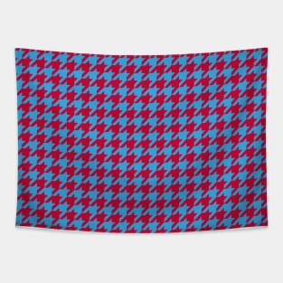 Houndstooth Plaid Magenta Blue Tapestry