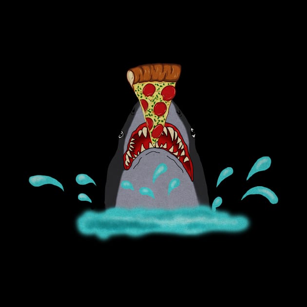 Shark Eating Pizza, Funny Pizza Lover by dukito