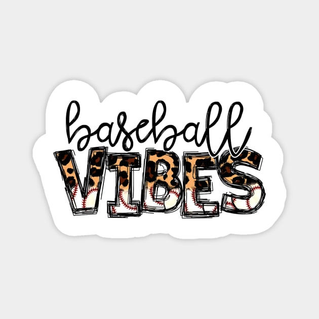 Baseball Vibes Leopard   Baseball Mom Magnet by Wonder man 