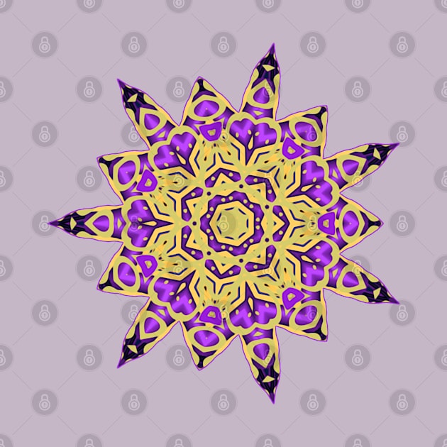 Purple and Yellow Abstract Mandala Star Silhouette by Mazz M