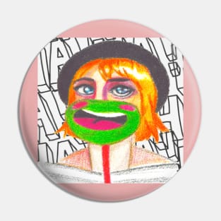 Pop art of Woman with mask Pin