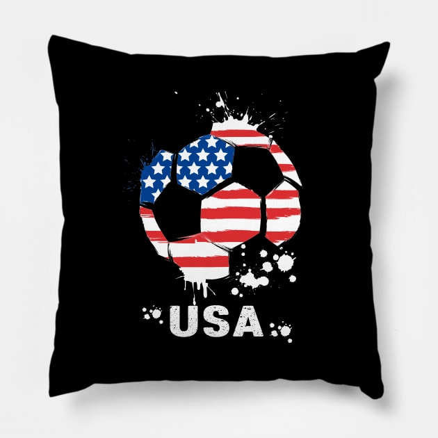 USA World Cup 2022, Funny US Soccer American Flag Soccer Team 2022 Pillow by Printofi.com