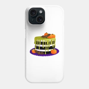 Striped Halloween Cake with Chocolate Bats Phone Case