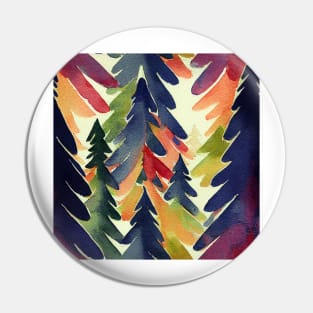 Christmas Tree Watercolor Geometric Design Pin