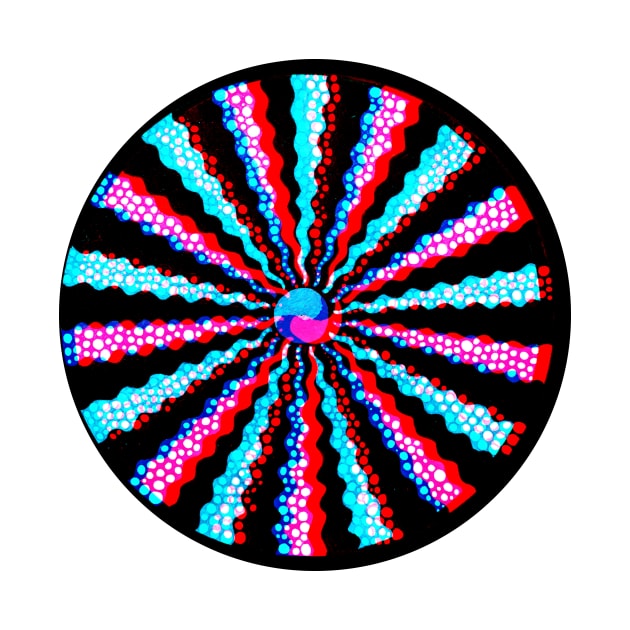 Handmade spiral with rgb effect mandala art by Mitadoodleart