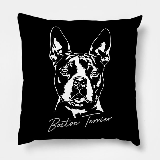 Boston Terrier Portrait dog lover Pillow by wilsigns