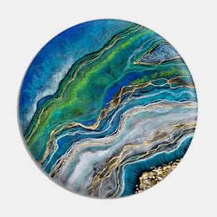 TURQUOISE WATERS Geode Agate Art Pin