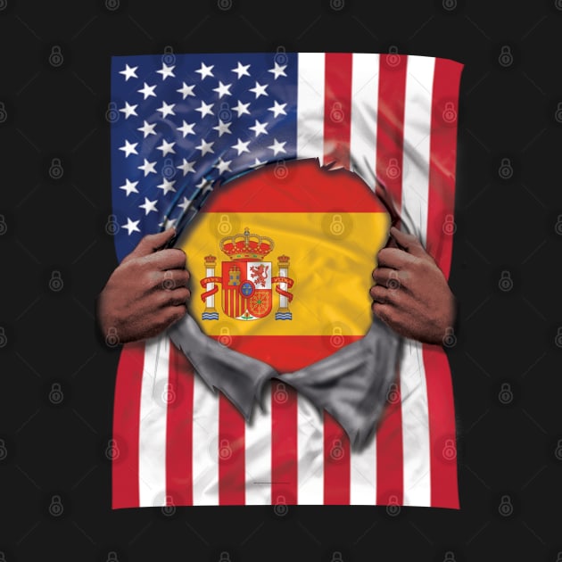 Spain Flag American Flag Ripped - Gift for Spanish From Spain by Country Flags