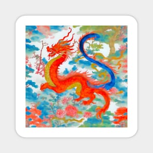 Red chinoiserie dragon Magnet