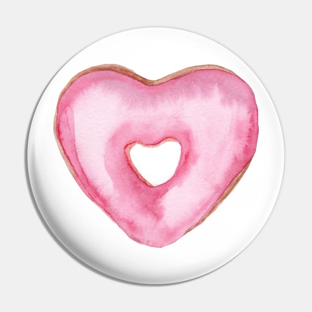 Pink heart donut Pin by DreamLoudArt