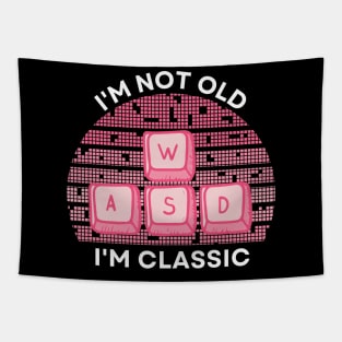 I'm not old, I'm Classic | WASD | Retro Hardware | Vintage Sunset | '80s '90s Video Gaming Tapestry