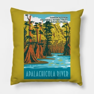 WPA Poster of Apalachicola River with Taxodium Distichum at Apalachicola National Forest Pillow