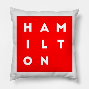 Hamilton | Red square, white letters | Canada Pillow