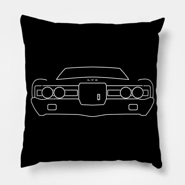 1971 Ford LTD outline graphic (white) Pillow by soitwouldseem