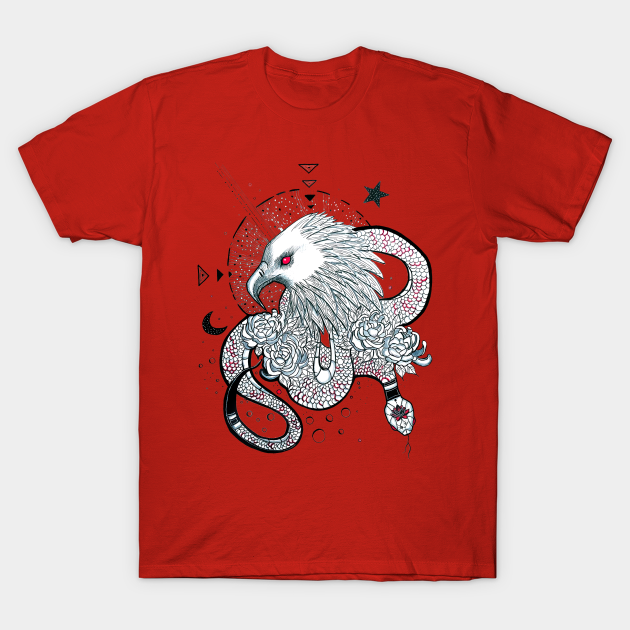 Snake&Hawk - Tattoo Design - T-Shirt