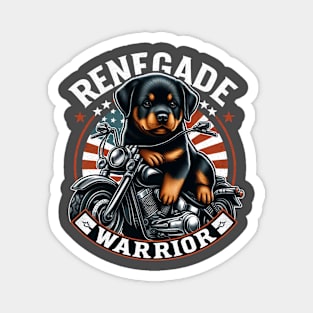 Rottweiler Puppy Motorcycle Flag Renegade Warrior Magnet