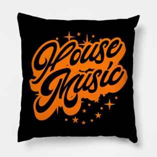 HOUSE MUSIC  - Signature And Stars (black/orange) Pillow