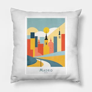 Spain Abstract Madrid Skyline Pillow