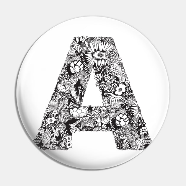 Floral Letter A Pin by HayleyLaurenDesign