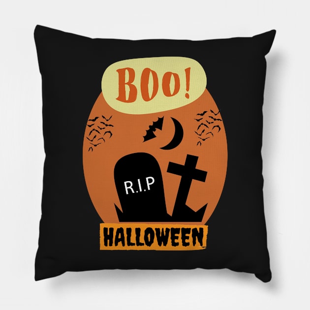 Halloween graveyard Pillow by HyzoArt