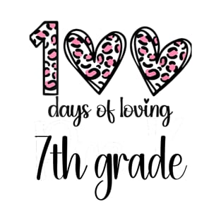 100 Days Of Loving 7th Grade 100th Of School Leopard Heart T-Shirt