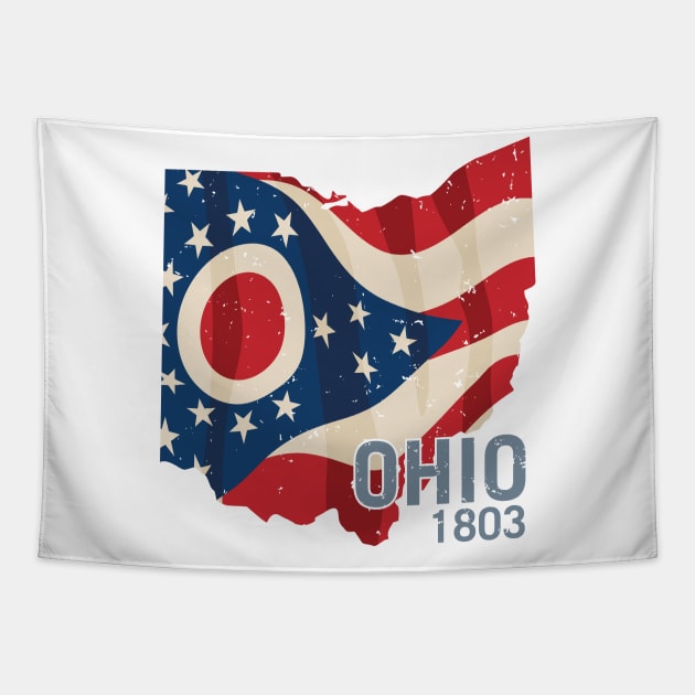 Ohio 1803 with Ohio flag stars and stripes Tapestry by hobrath