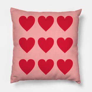 9 red hearts for Valentines day Pillow