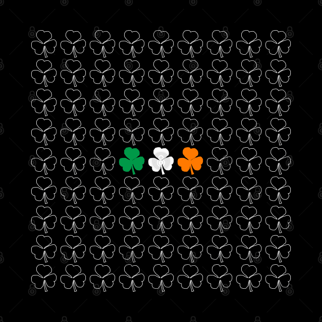 White Shamrock Pattern with Irish Flag by ellenhenryart