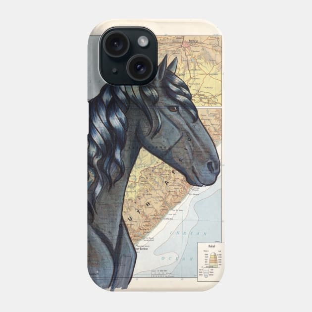 Vlaamperd Horse on Map Phone Case by lizstaley