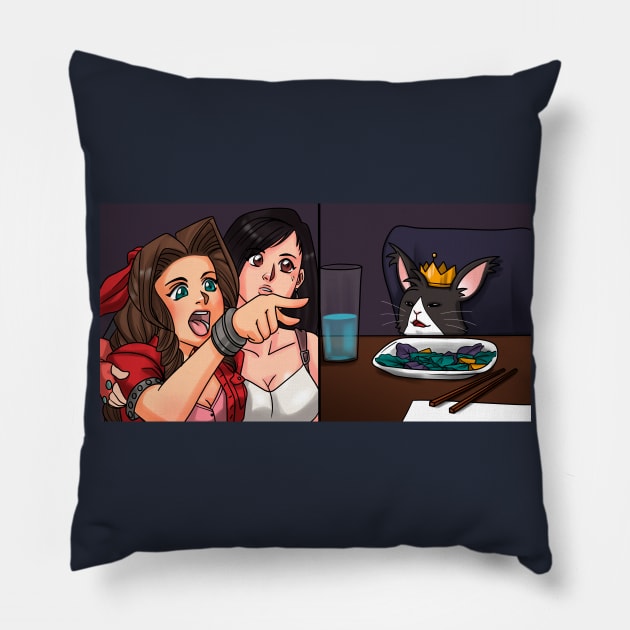 Aerith yelling at a Cait Sith Pillow by RetroFreak