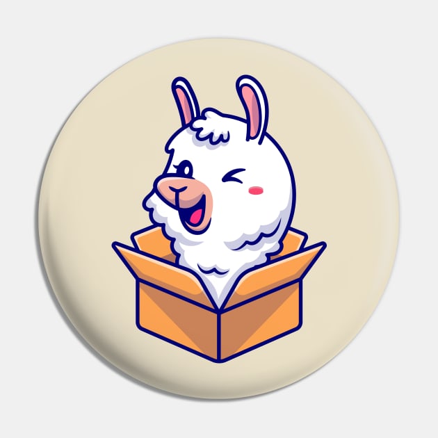 Cute Alpaca In Box Cartoon Pin by Catalyst Labs