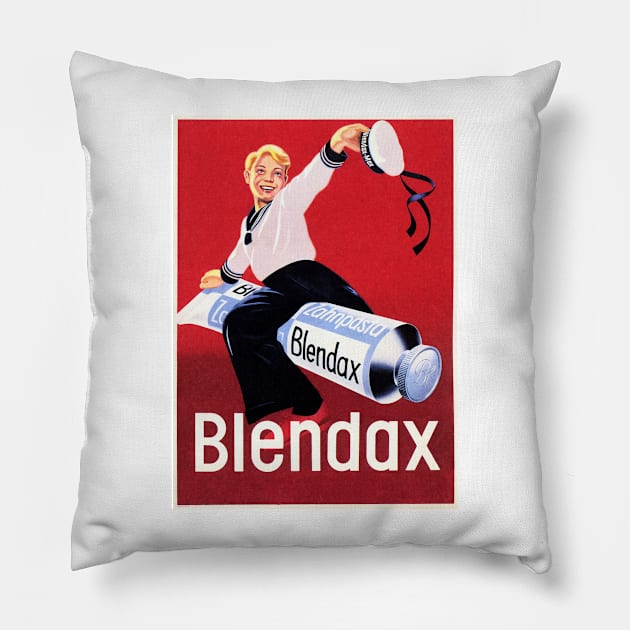 Blendax Toothpaste 1939 Sailor Boy Dental Cream Vintage German Advertising Pillow by vintageposters