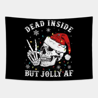 Dead Inside But Jolly AF Skeleton Santa Christmas Tapestry