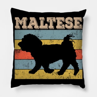 Maltese Dog Vintage Style Retro Distressed Pillow