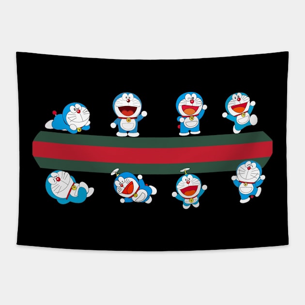 Doraemon Cat collage Japanese Cartoon Tapestry by LOVILOVI