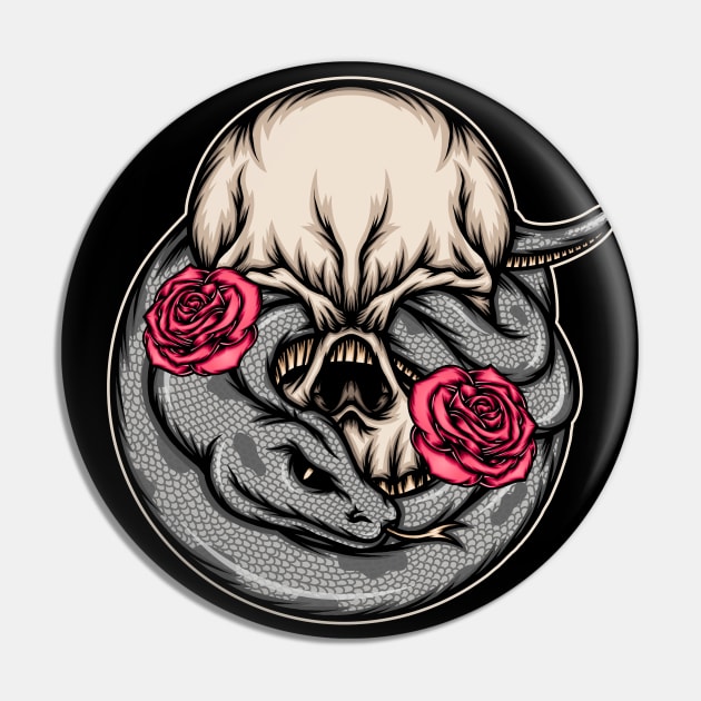 Cool snake skull with roses illustration Pin by WODEXZ