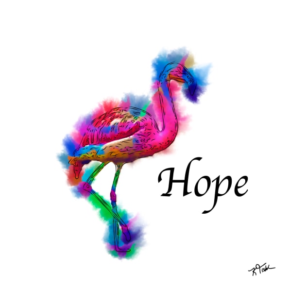 Hope - Prancing Flamingo Abstract by KirtTisdale