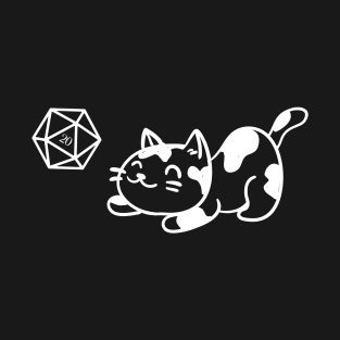 Polyhedral D20 Dice For Cat Lovers Tabletop RPG Gaming T-Shirt