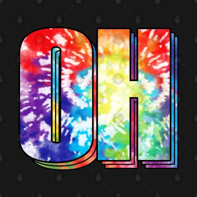 Ohio State OH tie dye colorful by lunamoonart