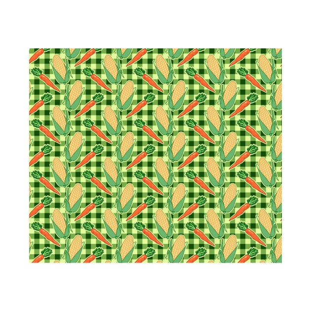 Corn Carrots Gingham Pattern by saradaboru