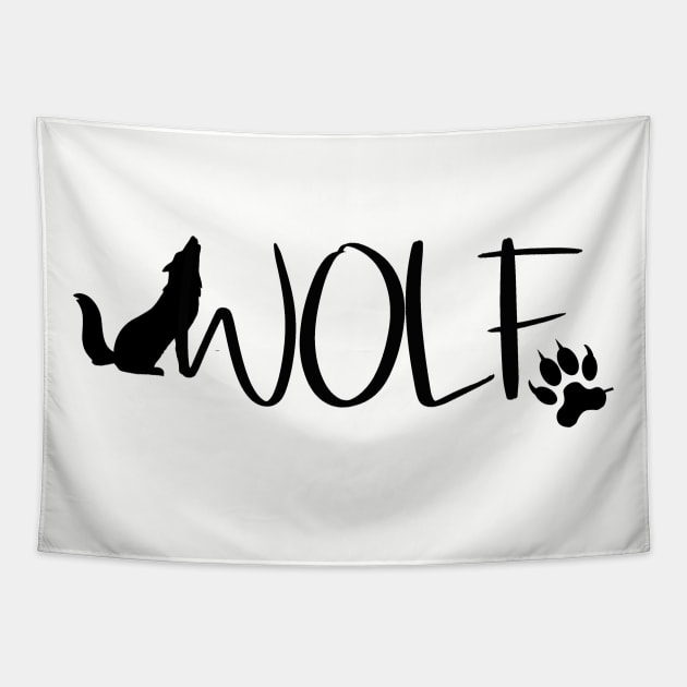 Wolf Text Art Tapestry by Country Mouse Studio