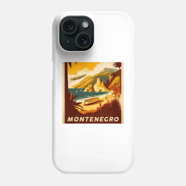 Montenegro Coastline Vintage Travel Art Poster Phone Case by OldTravelArt