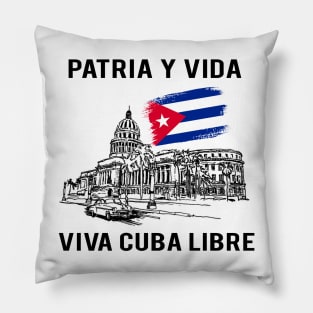 PATRIA Y VIDA VIVA CUBA LIBRE Inked Line Art Pillow