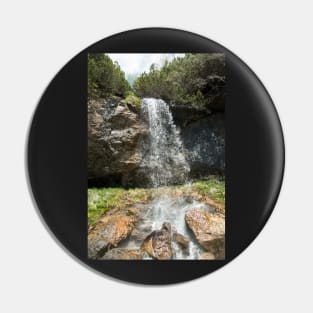 Amazing view of "Lady's waterfall" in Bucegi mountains, Romania, spring day Pin