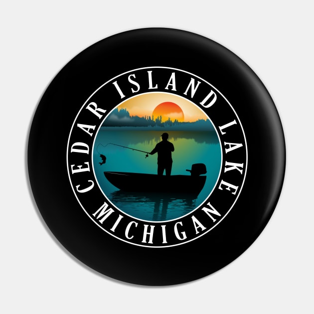 Cedar Island Lake Fishing Michigan Sunset Pin by BirdsEyeWorks