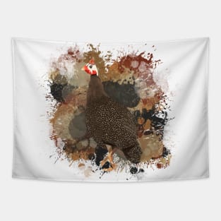 Guinea Fowl Abstract Paint Splatter Design in Warm Earth Tones Tapestry